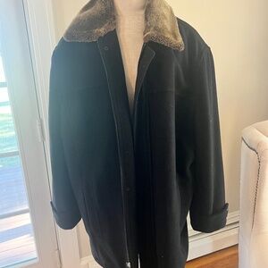 Marc New York men’s XXL black peacoat with faux fur lining and collar